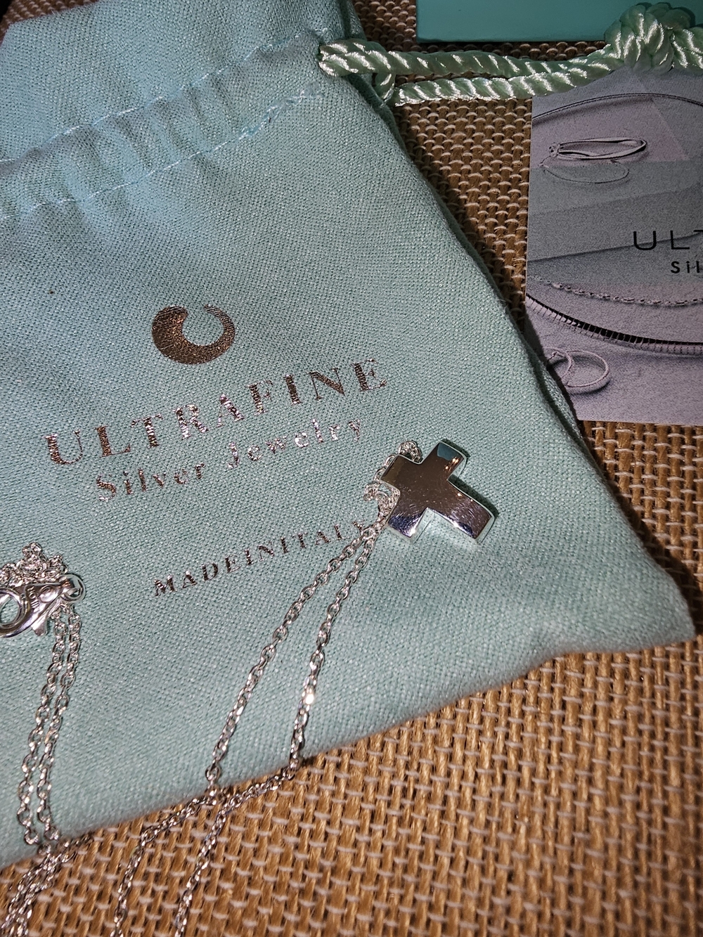 NIB UltraFine 950 Silver Milor Italy Solid Heavy Cross Necklace 16-18"
